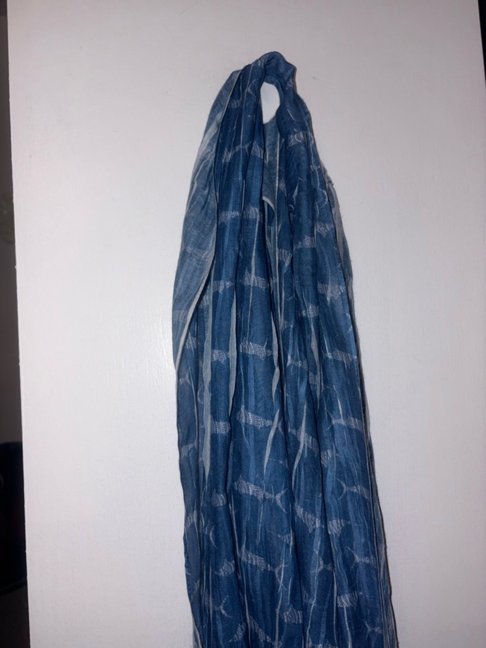 🌊 Hand-Dyed Indigo Scarf – One Size | Artisan Textile | Marlin Pattern 💙